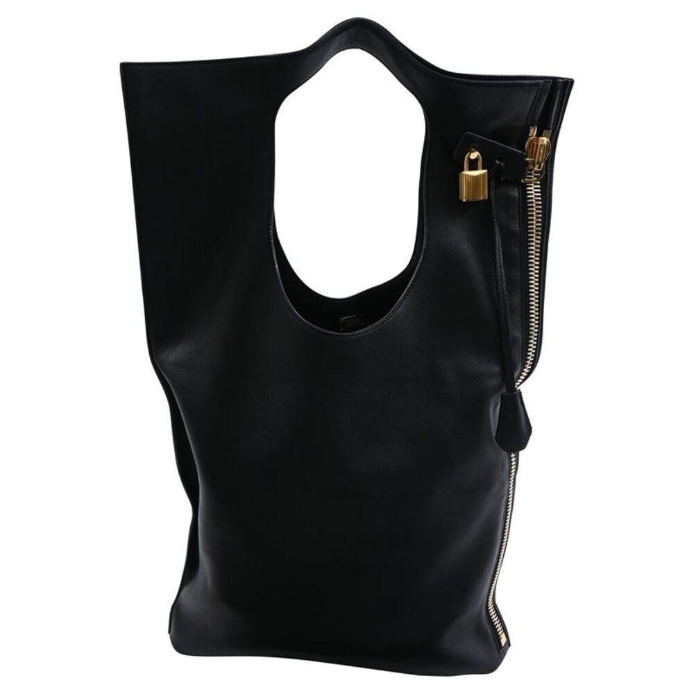 Tom Ford Large Alix Fold Over Tote Bag in Black Leather - Picture 11 of 12